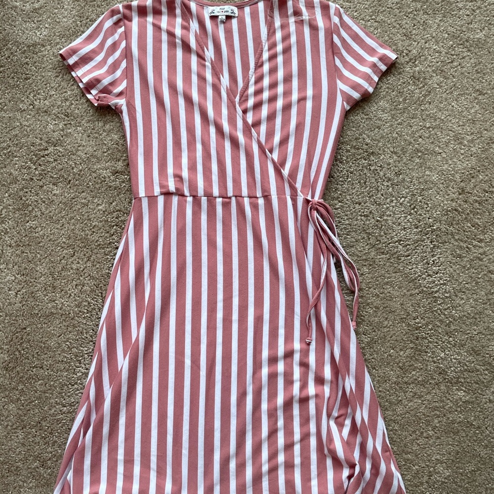 Mauve pink cotton wrap dress